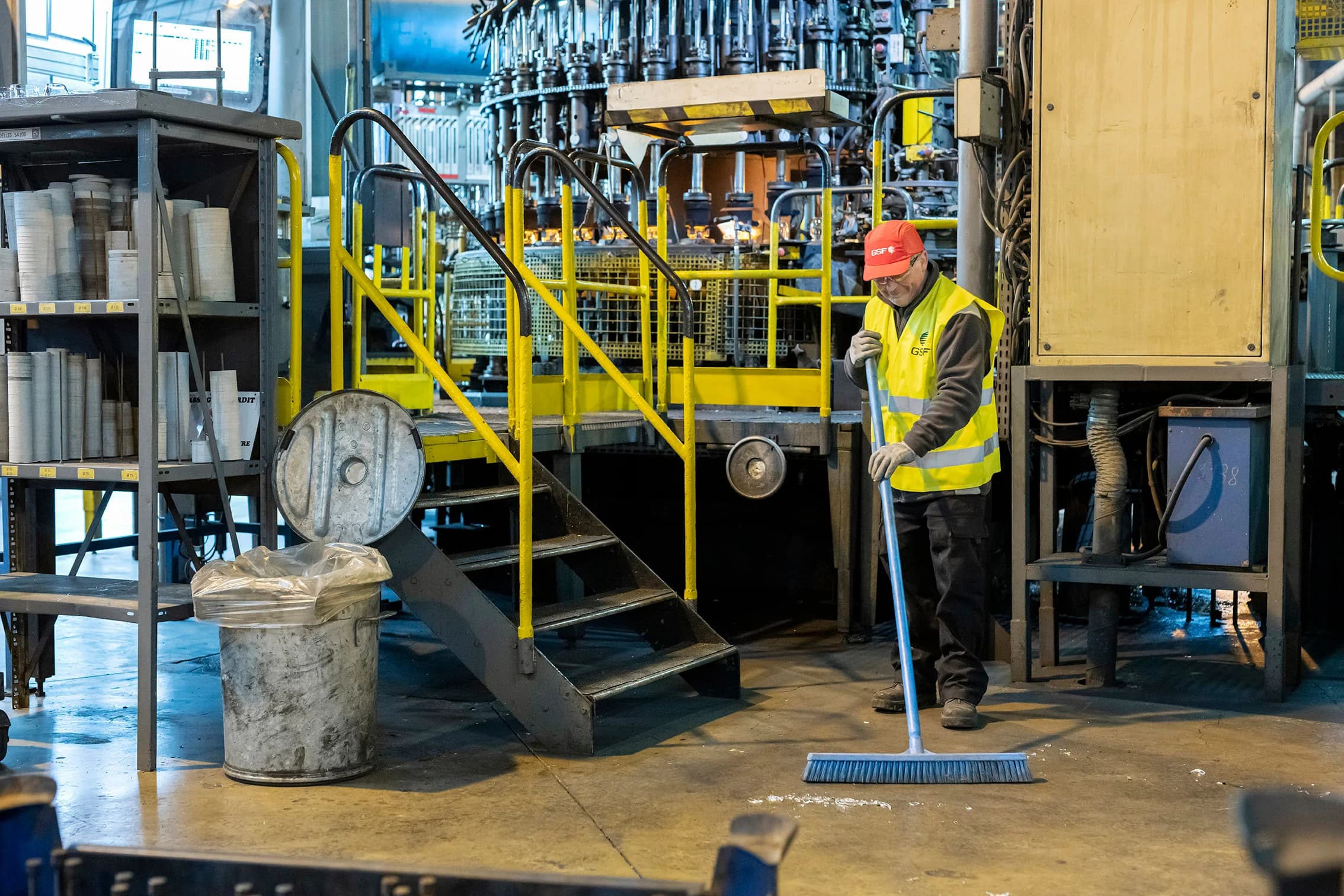 Collaborateur GSF effectuant un balayage dans un environnement d’usine — imagerie opérationnelle générique.
